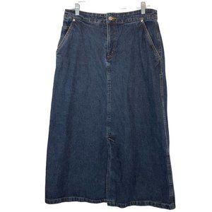 Vintage 80's Forenza Jean Skirt Size 12 Blue Denim Midi Womens Pockets Cotton